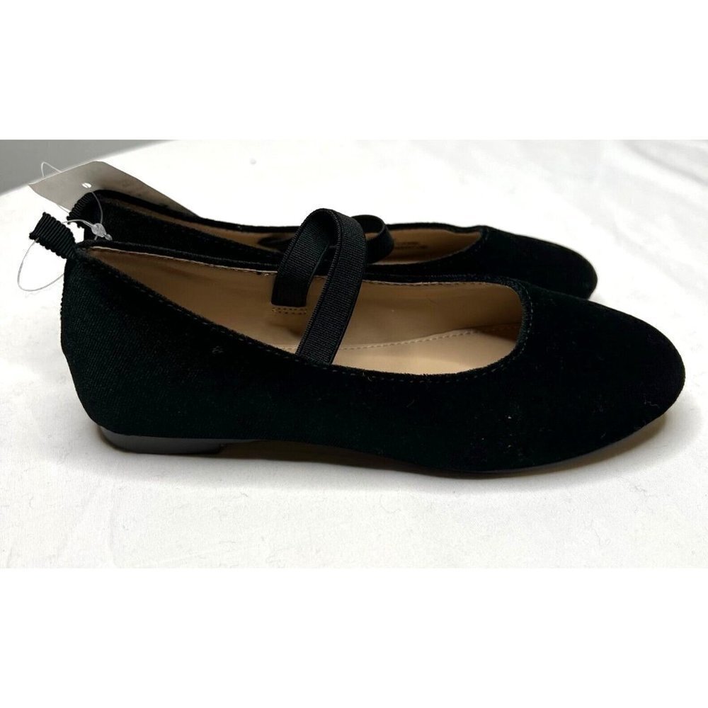 J.Crew Crewcuts Girls $68 Black Velvet Ballet Flats Size k8 BM608 - Picture 2 of 4